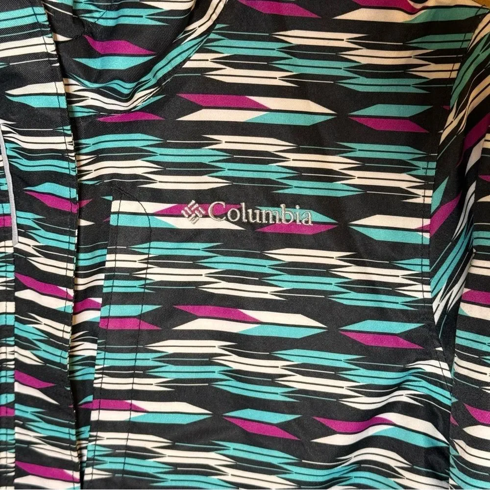 Youth Columbia Sportswear Teal/White/Fuchsia Hooded Winter Coat Size L EUC